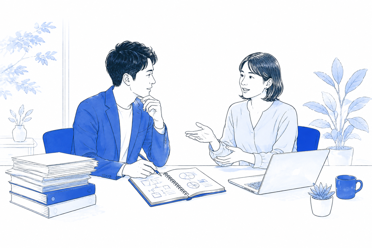 人にしかできない対話や思考に集中するイラスト